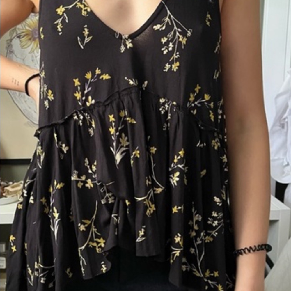 Kimchi Blue Black and Yellow Floral Tank Top